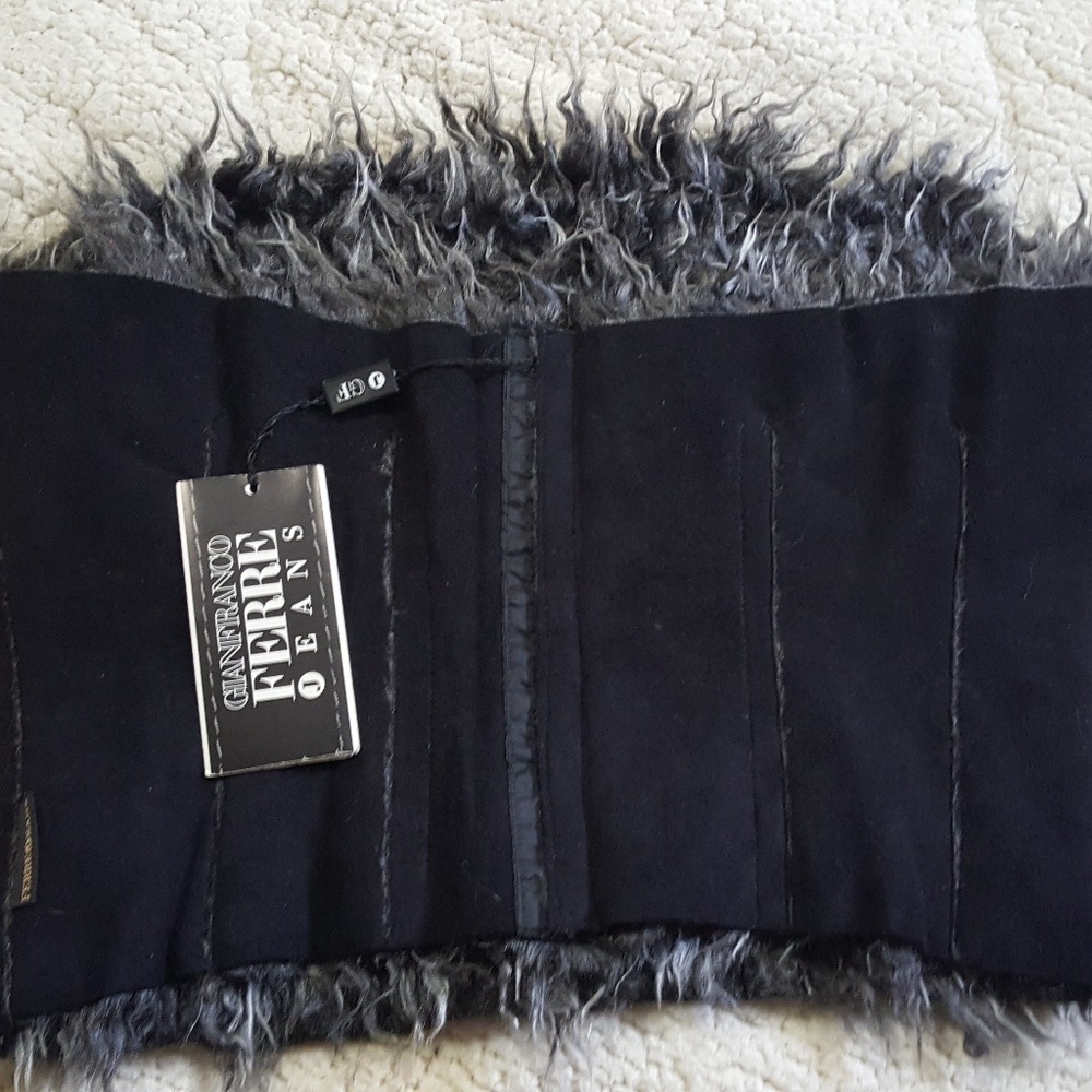 Gianfranco Ferre Jeans Suede w/Faux Fur Halter NWT